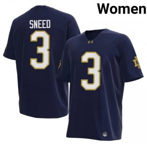 #3 Jaylen Sneed Irish Navy Jersey | Alumni Embroidery Women Player Football Gear 81849079