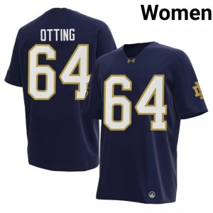 Officially Licensed Joe Otting #64 Notre Dame Navy Jersey | Women University Football Stitched Fan Gear 59392338