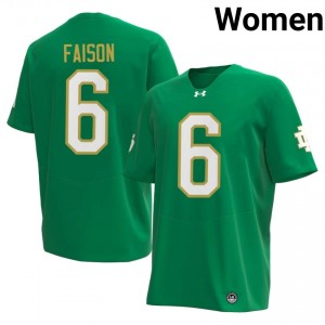 Jordan Faison #6 UND Jersey | Iconic Green College Football Women Stitch 46781262