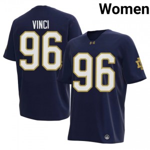 Navy Joseph Vinci #96 Notre Dame Jersey | Women High School Football Licensed Stitched 66087707