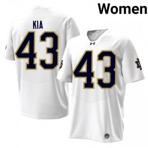 Kahanu Kia #43 Notre Dame Jersey | Iconic White College Football Women Stitched 52070301