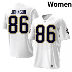 #86 Kaleb Johnson Fighting Irish White Jersey | Classic Swen Women Player Football Gear 49502855