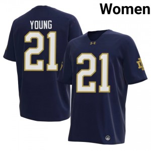 Kedren Young #21 Notre Dame Fighting Irish Jersey | Exclusive Navy College Football Women Embroidery 59733241
