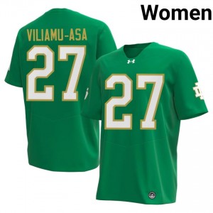 Green Kyngstonn Viliamu-Asa #27 Fighting Irish Jersey | Women High School Football Limited Swen 24122786