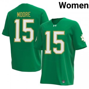 #15 Leonard Moore UND Green Jersey | Authentic Stitch Women Player Football Gear 29195495