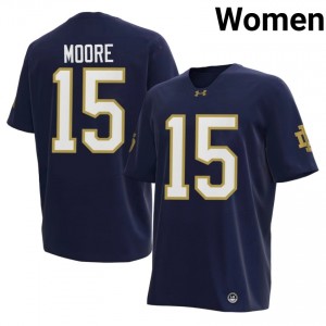 Leonard Moore #15 Notre Dame Fighting Irish Jersey | Gameday Navy College Football Women Embroidery 60244859