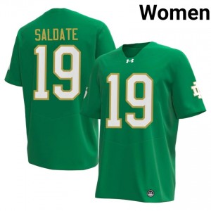 Durable Logan Saldate #19 Notre Dame Fighting Irish Green Jersey | Women University Football Swen Fan Gear 88257438