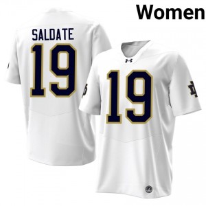 White Logan Saldate #19 Irish Jersey | Women High School Football Moisture Wicking Stitched 67048809