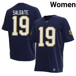 #19 Logan Saldate Fighting Irish Navy Jersey | Classic Embroidery Women Player Football Gear 70266419