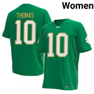 Notre Dame Loghan Thomas #10 Green Jersey | Pro Cut Stitch NCAA Football Women Apparel 97969589