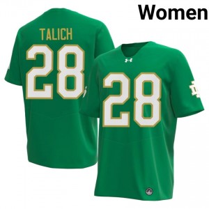 #28 Luke Talich Irish Green Jersey | Alumni Stitch Women Player Football Gear 28202150