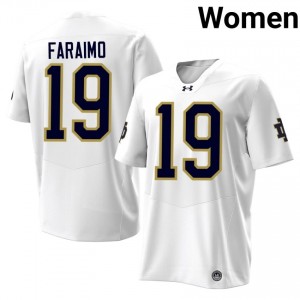 #19 Madden Faraimo Notre Dame Fighting Irish White Jersey | Elite Stitched Women Player Football Gear 59671677