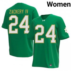 Officially Licensed Mark Zackery IV #24 UND Green Jersey | Women University Football Stitch Fan Gear 57692230