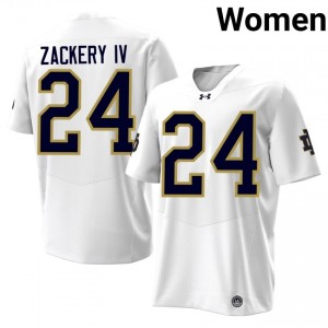 White Mark Zackery IV #24 Notre Dame Jersey | Women High School Football Fresh Stitched 74795185