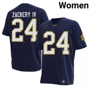 #24 Mark Zackery IV Notre Dame Fighting Irish Navy Jersey | Alumni Embroidery Women Player Football Gear 72241310