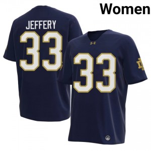 #33 Matt Jeffery Notre Dame Fighting Irish Navy Jersey | Elite Embroidery Women Player Football Gear 75253836