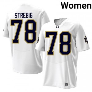 Durable Owen Strebig #78 Notre Dame Fighting Irish White Jersey | Women University Football Swen Fan Gear 93011070