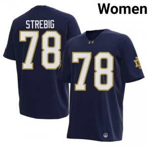 Navy Owen Strebig #78 Irish Jersey | Women High School Football Moisture Wicking Stitched 11894042