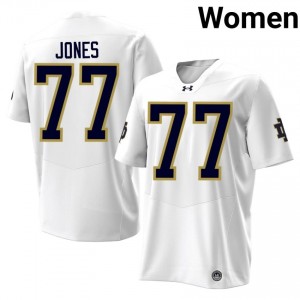 Peter Jones #77 Irish Jersey | Gameday White College Football Women Stitch 68141750