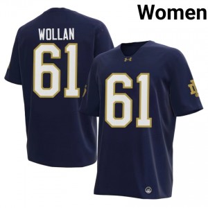 Robbie Wollan #61 Notre Dame Fighting Irish Jersey | Exclusive Navy College Football Women Stitched 86334363