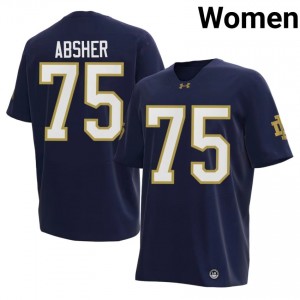 Notre Dame Sullivan Absher #75 Navy Jersey | Premium Stitched NCAA Football Women Apparel 85765236