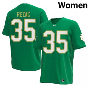 UND Teddy Rezac #35 Green Jersey | Pro Cut Stitch NCAA Football Women Apparel 25654198