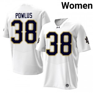 White Tommy Powlus #38 Fighting Irish Jersey | Women High School Football Limited Stitched 67092856