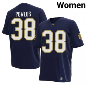 #38 Tommy Powlus UND Navy Jersey | Authentic Embroidery Women Player Football Gear 45765852