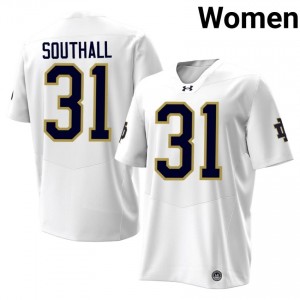 Durable Xavier Southall #31 Notre Dame Fighting Irish White Jersey | Women University Football Stitched Fan Gear 63245719