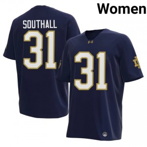 Navy Xavier Southall #31 Irish Jersey | Women High School Football Moisture Wicking Embroidery 78283999