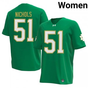 #51 Ben Nichols Notre Dame Green Jersey | Authentic Embroidery Women Player Football Gear 83349481