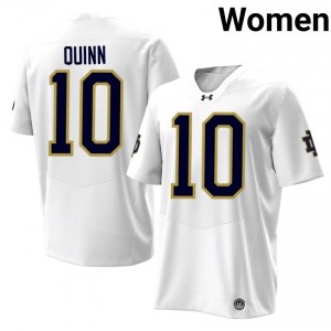 Officially Licensed Brady Quinn #10 Notre Dame White Jersey | Women University Football Stitched Fan Gear 50057020