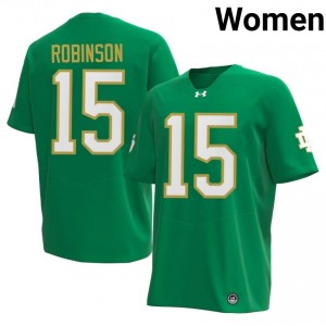 Fighting Irish Brayden Robinson #15 Green Jersey | Essential Embroidery NCAA Football Women Apparel 21237693