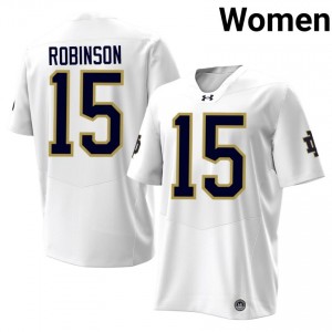 Brayden Robinson #15 UND Jersey | Iconic White College Football Women Stitch 89851408