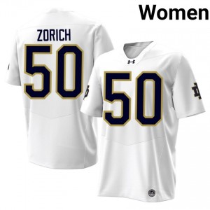 Notre Dame Chris Zorich #50 White Jersey | Premium Stitched NCAA Football Women Apparel 25059722