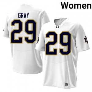 White Christian Gray #29 Notre Dame Jersey | Women High School Football Licensed Stitch 93866647