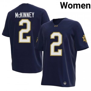 #2 DJ McKinney Irish Navy Jersey | Alumni Stitched Women Player Football Gear 33546358