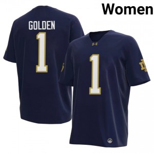 Officially Licensed Dallas Golden #1 UND Navy Jersey | Women University Football Stitched Fan Gear 35778640