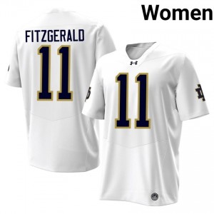 Officially Licensed Devin Fitzgerald #11 Notre Dame White Jersey | Women University Football Stitch Fan Gear 12175952