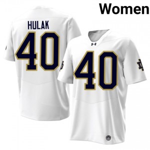 Officially Licensed Dominik Hulak #40 UND White Jersey | Women University Football Stitch Fan Gear 99002322