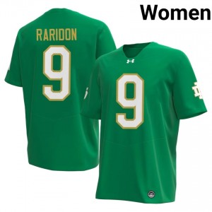 Durable Eli Raridon #9 Notre Dame Green Jersey | Women University Football Swen Fan Gear 73855361