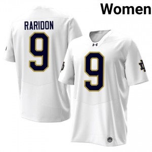 White Eli Raridon #9 Notre Dame Fighting Irish Jersey | Women High School Football Moisture Wicking Stitched 27145320