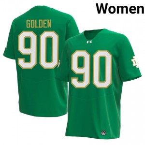 #90 Elijah Golden Notre Dame Green Jersey | Authentic Stitch Women Player Football Gear 28519707