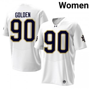 Notre Dame Fighting Irish Elijah Golden #90 White Jersey | Premium Stitched NCAA Football Women Apparel 60509536