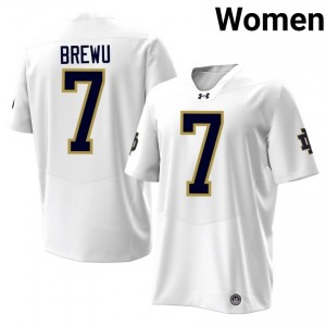 Durable Francis Brewu #7 Notre Dame White Jersey | Women University Football Swen Fan Gear 40948535