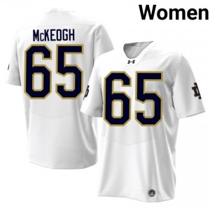 #65 Grayson McKeogh Fighting Irish White Jersey | Classic Stitched Women Player Football Gear 21722811