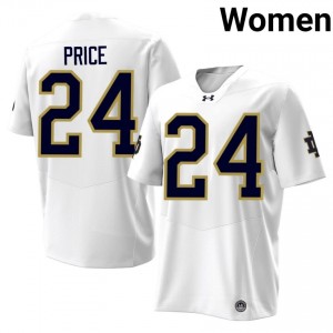 Jadarian Price #24 Fighting Irish Jersey | Pro-Grade White College Football Women Stitched 54679362