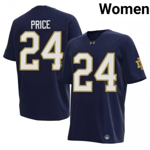 Officially Licensed Jadarian Price #24 UND Navy Jersey | Women University Football Embroidery Fan Gear 35272911