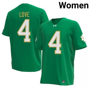 Green Jeremiyah Love #4 UND Jersey | Women High School Football Licensed Stitch 14070248