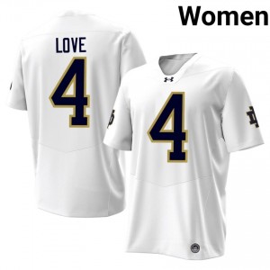 #4 Jeremiyah Love Notre Dame White Jersey | Elite Stitched Women Player Football Gear 19334238